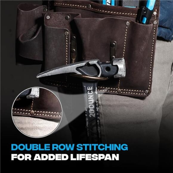 Tools Leather Tool Pouch for Pro Drywall Contractor, Oil Tanned Leather Tool - Picture 4 of 7